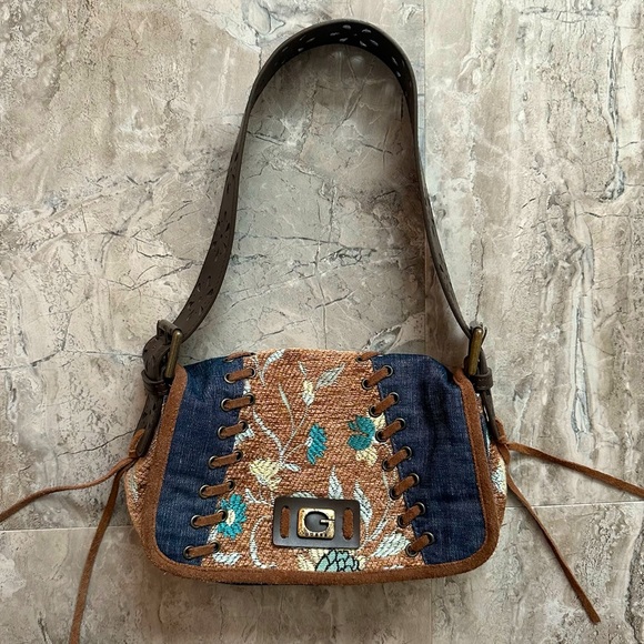 Guess Handbags - Guess vintage y2k floral fringe western style denim mini purse